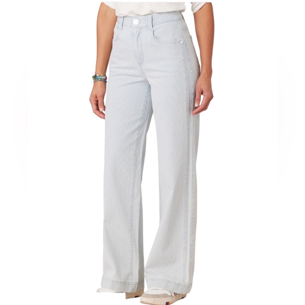 NEW Democracy Light Blue Striped "Ab" Solution Skyrise Wide Leg Pants